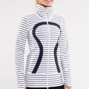 Lululemon In Stride Jacket Navy White Striped Sz 6